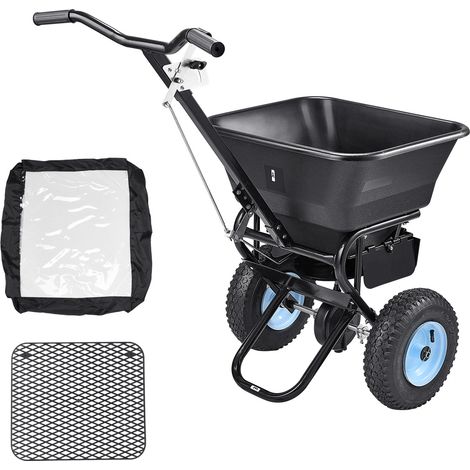 Mophorn Streuwagen mit 45 kg Kapazität, Düngerstreuer, 0–3 m Streubreite, Schleuderstreuer mit 33 cm Luftreifen, Saatgutstreuer mit Trichter, ideal für Aussaat und Düngung