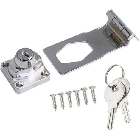 2.5 Inch Key with Padlock and Lock, Metal Lock for Doors, Cabinets and Drawers (Silver) (1/4)
