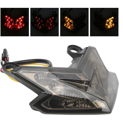 Feu arrière LED moto avec clignotants intégrés, adaptable KAWASAKI ZX6R 636 / Z800 2013-2015, couleur brun, kit complet (1/5)