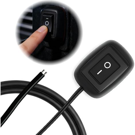 1 pièce Interrupteur à bouton type universel à coller, interrupteur SPST ON/OFF étanche, 12V–230V 10A pour voiture, moto, barre LED, antibrouillard, DIY (1/5)