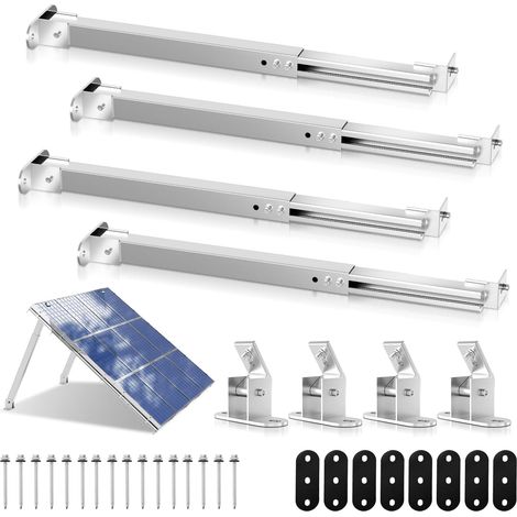 Support Réglable pour Panneau Solaire, Angle 0°-60°, Supports Durables pour Balcon, Garage, Mur (2 Paires) (1/5)