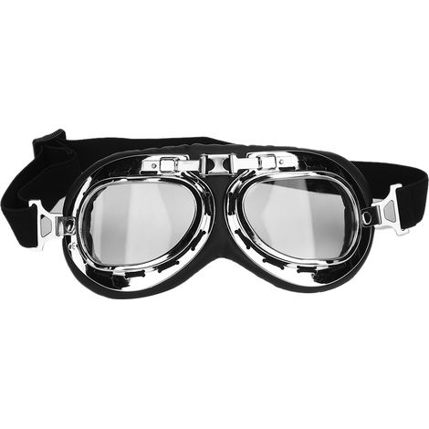 Casque de moto unisexe en PU noir avec lunettes de sécurité, taille unique. (1/5)