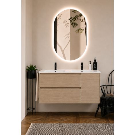 Badmöbel mit Waschbecken ORIGENBATH ITACA ohne Spiegel 120x45 cm Doppelwaschbecken Estepa (1/3)