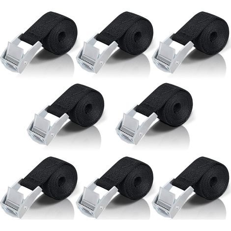 8 Sangles d'arrimage, 1 m, boucle en alliage de zinc, cliquet en acier, nylon résistant, pour moto, voiture, vélo, bagages (1/5)