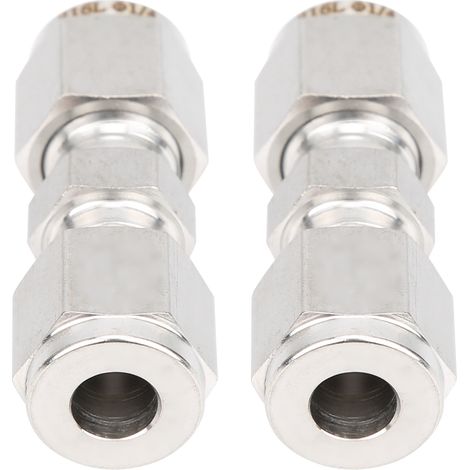 2 raccords à compression droits à double anneau en acier inoxydable 316 pour tuyau (Ф1/4) (1/5)
