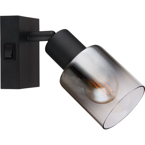 Wandleuchte Wandlampe Flurleuchte Schlafzimmerlampe Metall Glas Rauchfarbe