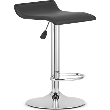 Tabouret Fort - similicuir noir / piètement chromé (1/5)