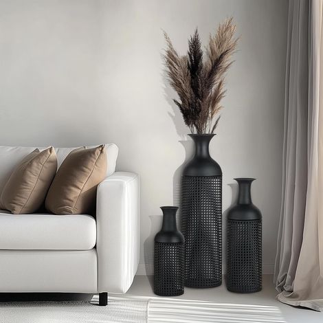 Métal Grand Vase a Poser au Sol: Noir Vase de Sol Decoratif 3pcs (1/5)