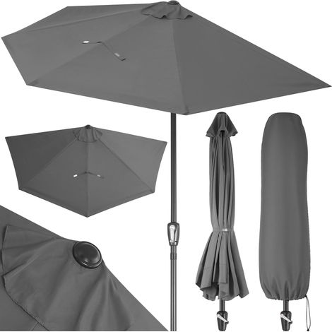 Kingsleeve Sombrilla Semicircular Balcón 2,7m Protección UV80+ Media Pantalla Acero Repele Agua Antracita