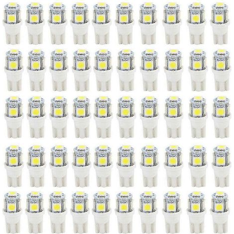 50 fiale LED Super White T10 Wedge 5-SMD 5050 W5W 2825 158 192 168 194-AquaForge (1/5)