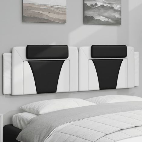 Kopfteil-Kissen "Viana" Weiß und Schwarz 180 cm Kunstleder