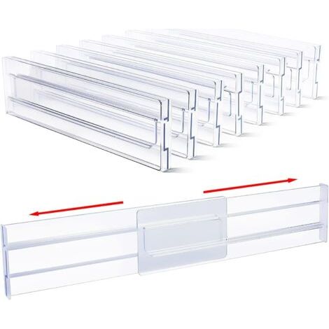 Lot de 8 Séparateurs de tiroir réglables 31-55 cm Separateur Tiroirs Reglable en Plastique Organisateurs de Tiroir Rangement de tiroir Organiseurs pour Tiroir de Bureau Cuisine Commode