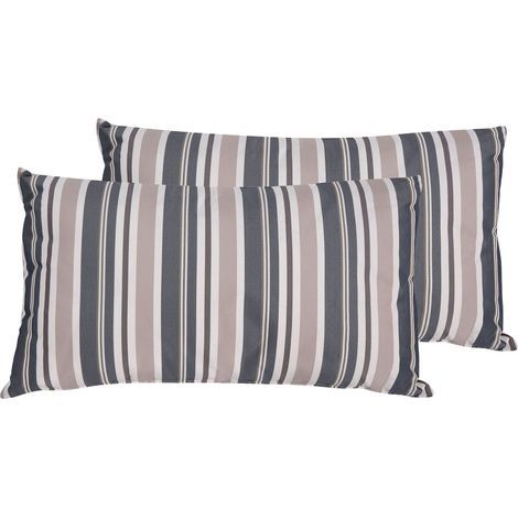 Set di 2 cuscini da giardino a righe blu e beige con Zip 40 x 70 cm KASTOS