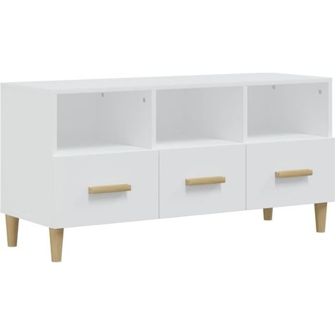 Mobile TV multimediale scaffale per televisione televisione buffet sala da pranzo soggiorno camera da letto lucido 102 x 36 x 50 cm derivati del legno bianco 020026997