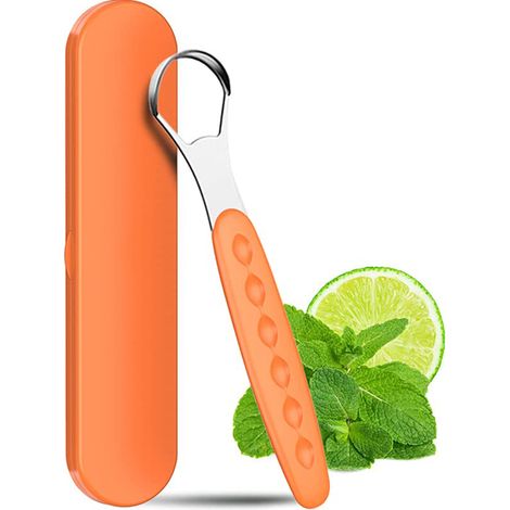Nettoyeur de langue pour adultes et enfants, ensemble de brosses à langue en métal de qualité médicale pour une haleine fraîche. Élimine la mauvaise haleine en quelques secondes. (1/5)