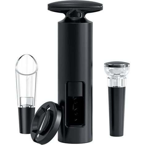 Professionnel Ouvre Bouteille,Ensemble d'ouvre-vin avec Tire Bouchon Manuel,Coupe-feuille,Bouchon Vin Sous Vide,Verseur de Vin,kit Tire Bouchon (Ensemble 4 en 1) (1/5)