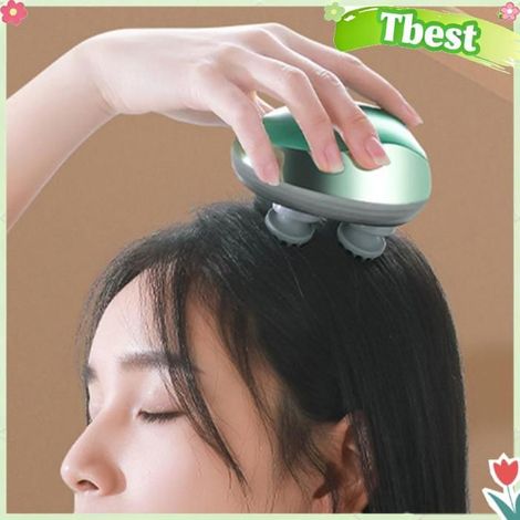 Mini masseur de tête électrique - TBEST - Mini - Rechargeable - Portable - Cuir chevelu (vert) (1/5)