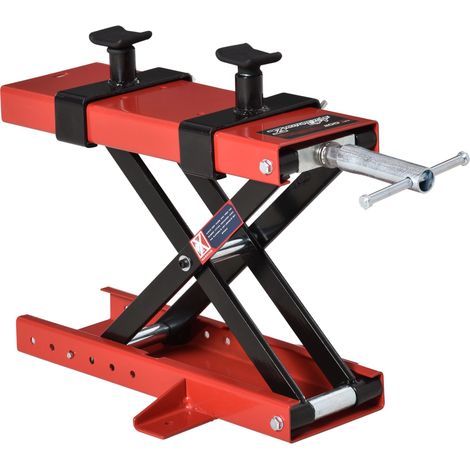 Cavalletto Alzamoto a Forbice, Sollevatore Moto, Cavalletto Moto Centrale Regolabile Fino 500kg in Metallo Rosso