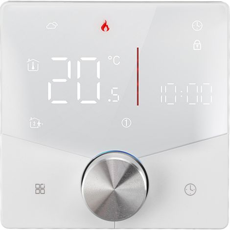 Thermostat intelligent blanc WiFi pour application Tuya, bouton de commande, rétroéclairage ignifugé, AC95-240V pour chaudière à gaz
