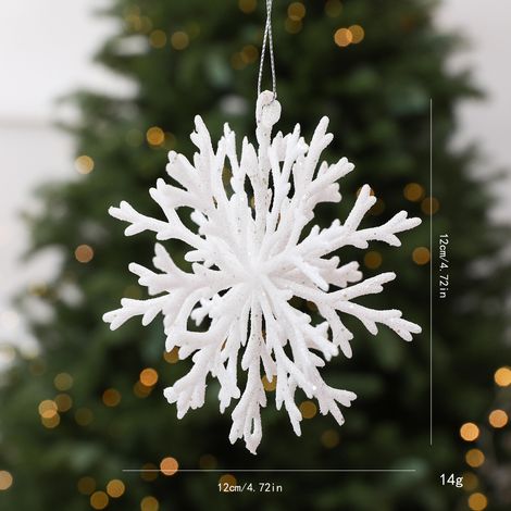 Flocon de neige 3D floconneux blanc 12 cm, ornement sapin effet neige naturelle (1/4)