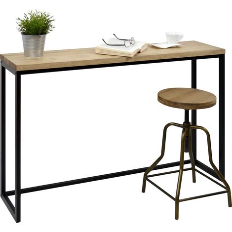 Consola Recibidor iCub Big Wood 120x30x80cm Negro en madera maciza de pino acabado vintage estilo industrial Box Furniture