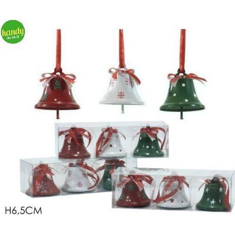 Set 3 Pendagli Campana à6 cm Assortiti