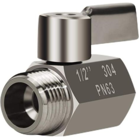 Robinet à globe en acier inoxydable avec poignée en acier inoxydable, vanne à bille en acier inoxydable 304 (filetage femelle x mâle 1/2 po), régulateur fileté NPT, vanne de contrôle de débit d'eau ch (1/5)
