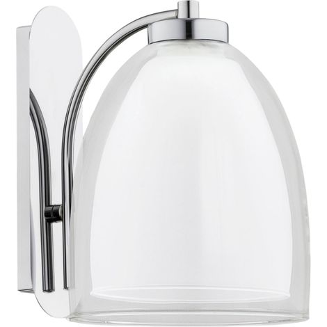 Alfa RONDA Chrome Wall Sconce Light with Clear Glass Shade, Modern Decorative Indoor Wall Lamp, 1xE27 Socket Max 15W, Dimmable Ready, IP20, 24x23x17 cm