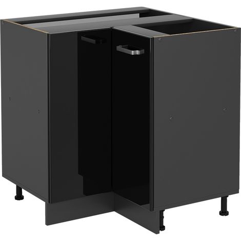 Meuble d'angle R-Line, Noir Haute brillance, 75.6 cm sans plan de travail, Vicco