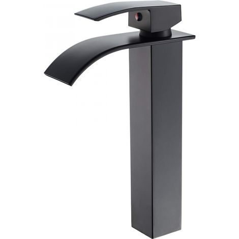 Robinet - de lavabo, robinet de salle de bain noir hauteur 30 cm (cascade) (1/5)