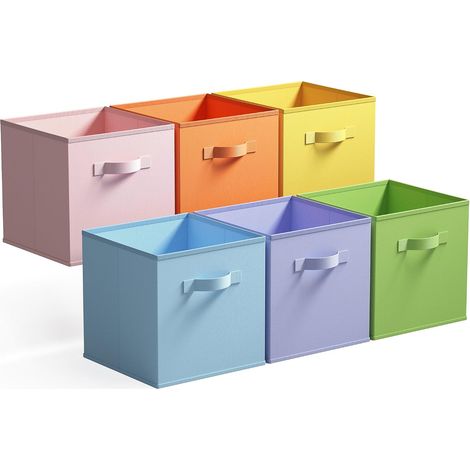 Cubi portaoggetti in tessuto, 6 confezioni di scatole portaoggetti a cubo 27 x 27 x 28 cm, cestini portaoggetti quadrati per ripiani, scatole portaoggetti pieghevoli, scatole portaoggetti a cubo per o (1/5)