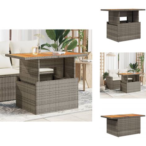 Table de jardin gris 100x55x73 cm résine tressée et bois acacia - Table De Jardin - Table Extérieure - Mobilier De Jardin - Table Ronde - Table Rectangulaire (1/5)