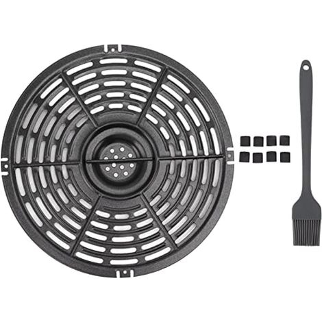 Accessoires pour friteuse à air chaud, tapis ronds en acier inoxydable pour friteuse à air chaud de 22 cm, brosse et plateau inclus. (1/5)