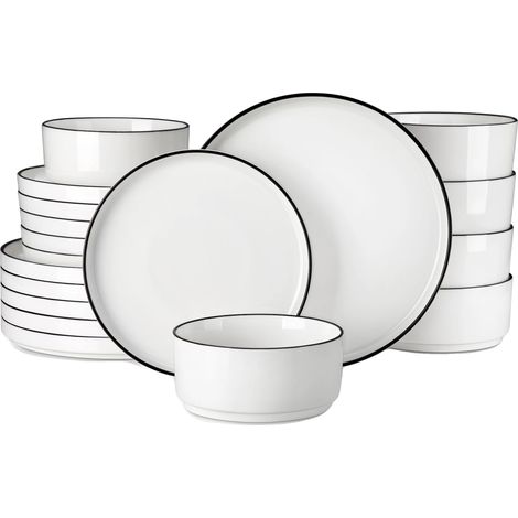 MALACASA Geschirrset, elegante runde Form, bleifreie Keramik (1/2)