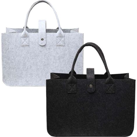 2 pezzi Borsa termica in feltro, Cesto in feltro, Borsa per legna da ardere in feltro, Borsa shopper in feltro, Grande borsa per legna in feltro, Borsa per legna da ardere pieghevole, Grande borsa per (1/5)