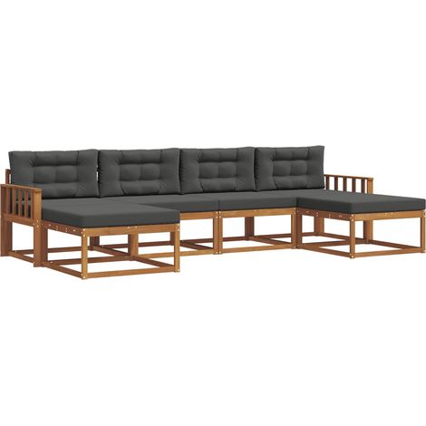 Set di divani da esterno con cuscino 6 pcs Naturale e Antracite vidaXL