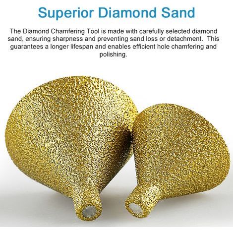 Fraise à Chanfreiner Diamantée M10 - Filetage M10, pour Agrandissement et Façonnage de Trous dans Carrelage, Marbre, Granit, Céramique, Pierre