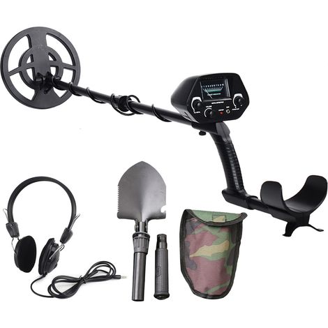 Détecteur de métaux avec alarme audio réglable et indicateur pointeur, chercheur d'or et d'argent, kit complet avec pelle et casque (1/5)