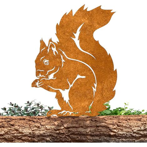 cureuil Rouill Ornements De Jardin En Mtal Pour Cltures, Dcorations D'extrieur Et De Maison, Dcoration De Jardin, Sculptures, Silhouettes En Fonte (1/5)