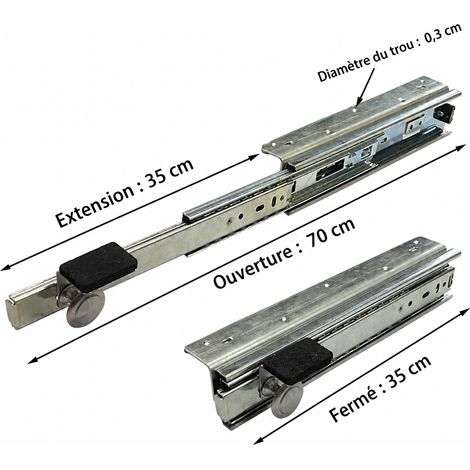 Support télescopique 350 mm invisible pour table escamotable en acier au carbone, 10 × 20 × 5 cm, 500 g – Livraison gratuite