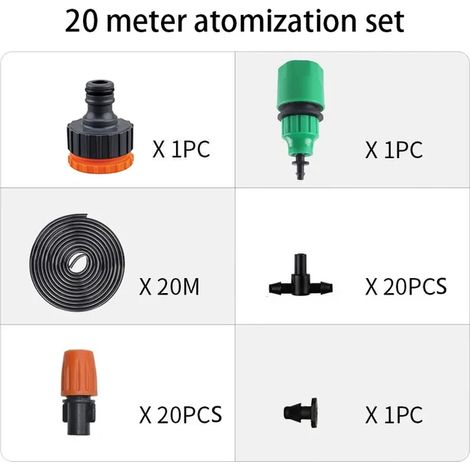 Kit d'irrigation par pulvérisation (20 m) avec tuyau PE 4/7 et raccord (1/5)