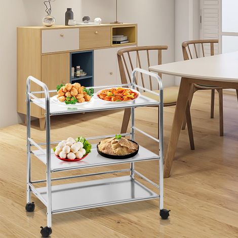 Chariot de Rangement Haloyo®,avec roulettes,pour Buanderie Bureau,Salle de Bain,61 x 36 x 75 cm,argent (1/5)
