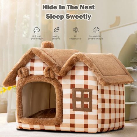 Lit pour chat Lit en peluche ultra-doux pour chats d'intérieur Soulage la pression musculaire et articulaire Conception confortable et intime Coussin doux amovible Antidérapant Confort pour animaux (1/5)