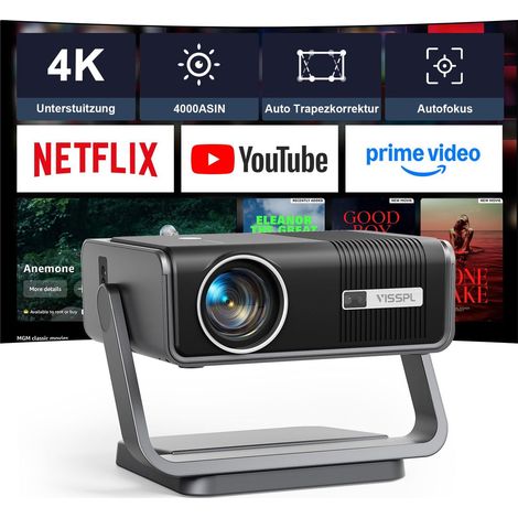 Vidéoprojecteur intelligent 4K, applications et Audio, projecteur vidéo LED 3500 ANSI, mise au point automatique et correction trapézoïdale, 1080p full HD, WiFi6, Bluetooth (1/5)