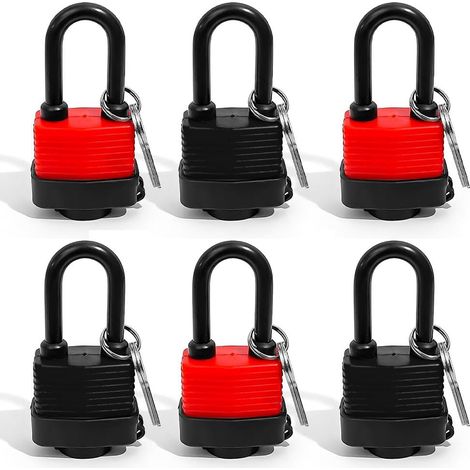 Cadenas résistant aux intempéries en laiton avec gaine en plastique imperméable, clés étanches avec la même clé pour l'extérieur, clôture de garage (6) (1/5)