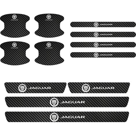 (Assortiment de 12 pièces) Film protecteur pour poignées de porte de voiture Jaguar XF XE XFL XEL XJL XJ F-PACE,aspect fibre de carbone,autocollant anti-rayures (1/3)