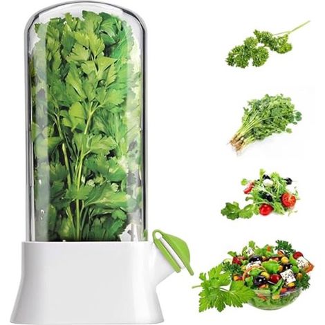 Contenitore per erbe aromatiche e verdure, 13 x 27 cm. Mantiene freschi alimenti come erbe aromatiche, insalata e verdure per 2-3 settimane contenitore ermetico. (1/5)