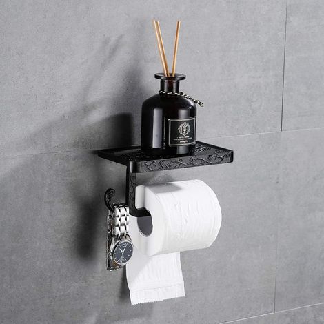 Toilet paper holder Wall mounted toilet paper holder Toilet paper holder Hygienic toilet paper roll holder Black bronze color (black) (1/5)