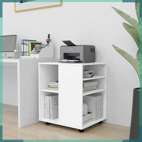 Armoire à roulettes - 808458 - Blanc - 60x53x72 cm - Bois d’ingénierie (1/5)