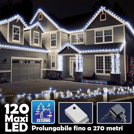 Guirlande Lumineuse De Noël 100 Led Blanc Froid Avec Flash 9 Mt Externe Extensible (1/5)